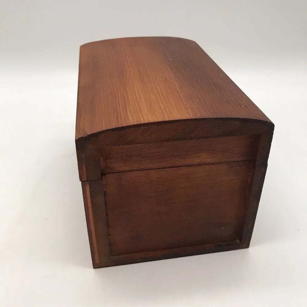 Small Wooden Curved Top Box Hinged Latch Storage Crafts Jewelry Keepsakes Cards